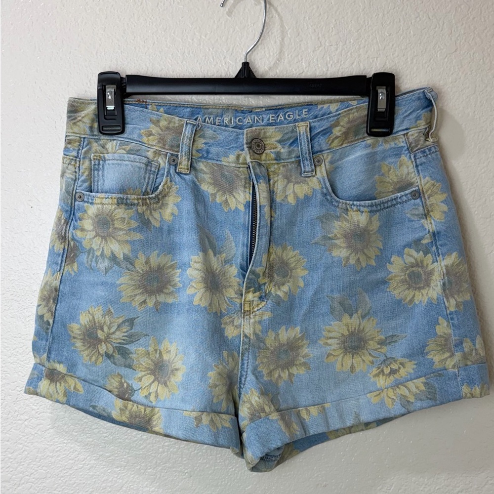 American Eagle Outfitters Blue Floral Jean Shorts size 6 - Picture 2 of 5